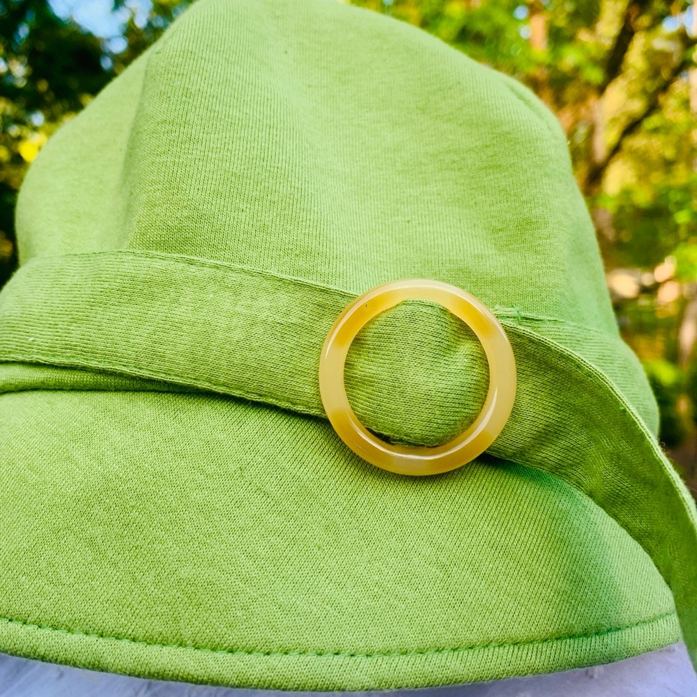 Lime Green Women's Hat with Gold Accent